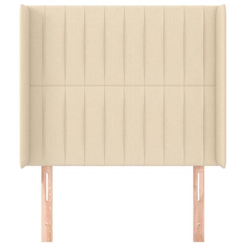 Sengegavl med kanter 93x16x118/128 cm stof cremefarvet