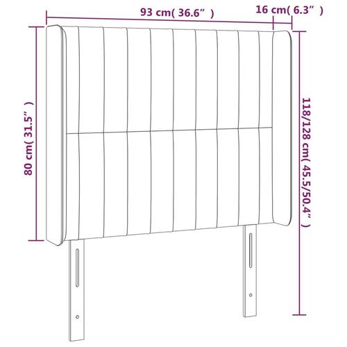 Sengegavl med kanter 93x16x118/128 cm stof cremefarvet