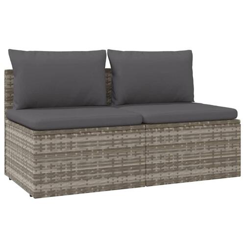 2-personers havesofa med hynde polyrattan grå