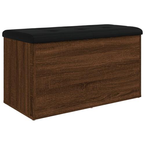 Opbevaringsbænk 82x42x45 cm konstrueret træ brun egetræsfarve