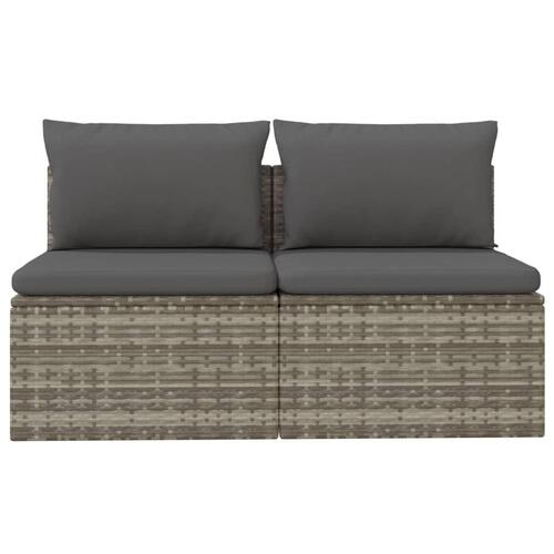 2-personers havesofa med hynde polyrattan grå
