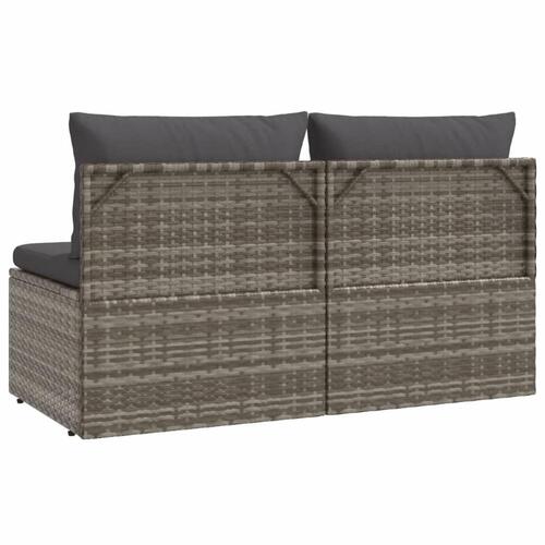 2-personers havesofa med hynde polyrattan grå