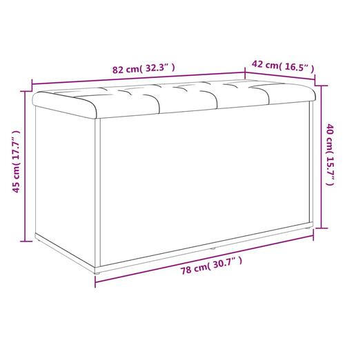 Opbevaringsbænk 82x42x45 cm konstrueret træ brun egetræsfarve