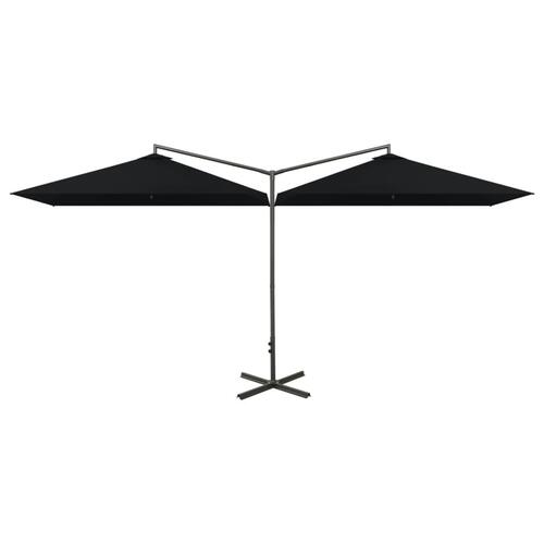 Dobbelt parasol med stålstang 600x300 cm sort