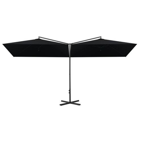 Dobbelt parasol med stålstang 600x300 cm sort