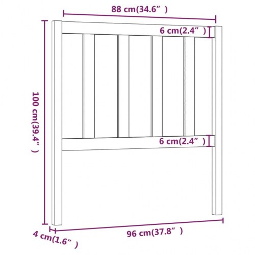 Sengegavl 96×4×100 cm i massivt fyrretræ - gyldenbrun
