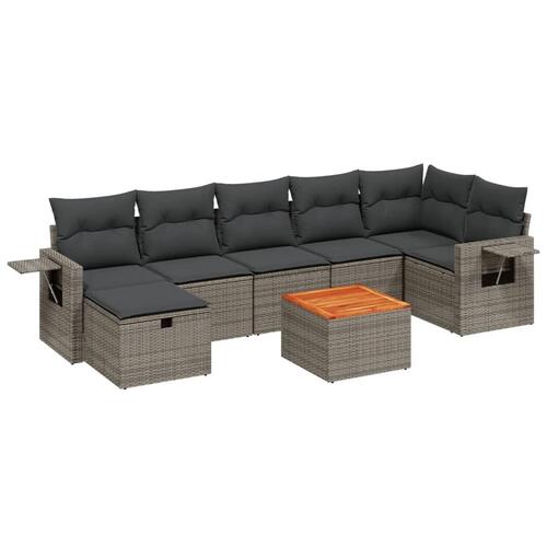 Sofasæt til haven 8 dele med hynder polyrattan grå