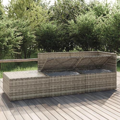 Loungesæt til haven 3 dele med hynder polyrattan grå