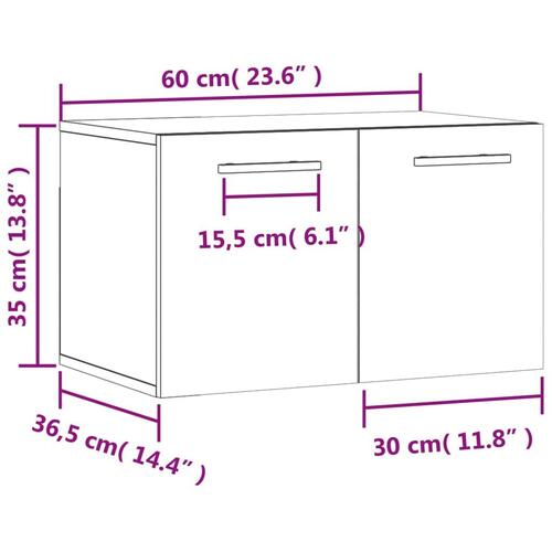 Vægskab 60x36,5x35 cm konstrueret træ hvid