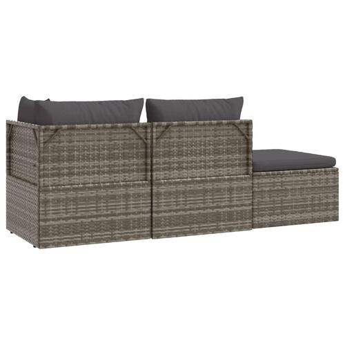 Loungesæt til haven 3 dele med hynder polyrattan grå