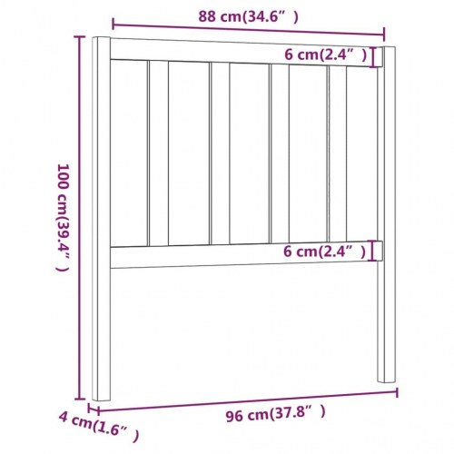 Sengegavl 96×4×100 cm i massivt fyrretræ - sort