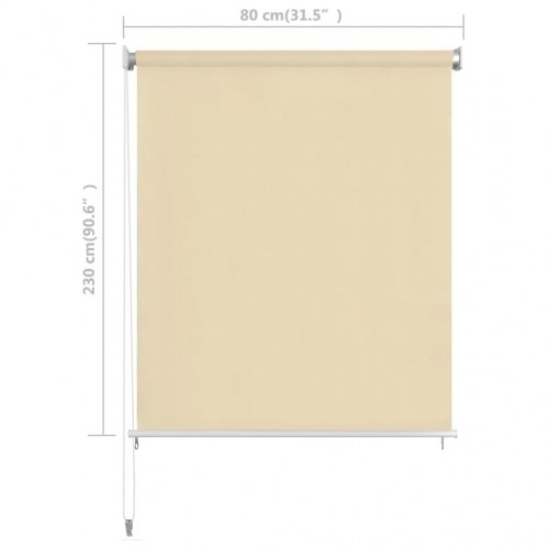 Udendørs rullegardin 80×230 cm i HDPE - cremefarvet