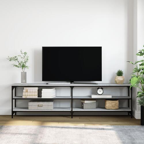 Tv-bord 180x30x50 cm konstrueret og metal træ grå sonoma-eg