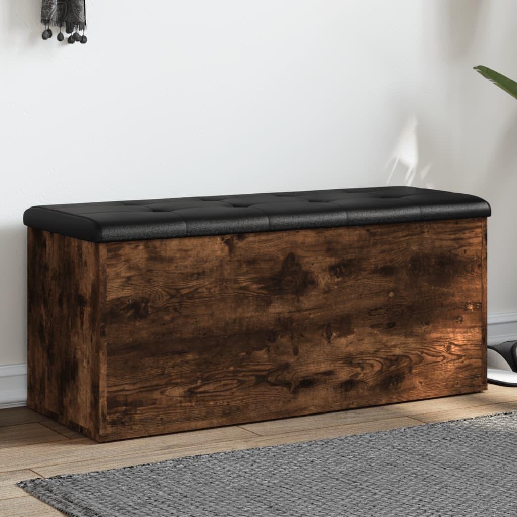 Skobænk 102x42x45 cm konstrueret træ røget egetræsfarve