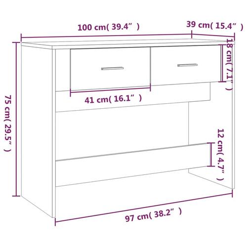 Konsolbord 100x39x75 cm konstrueret træ hvid