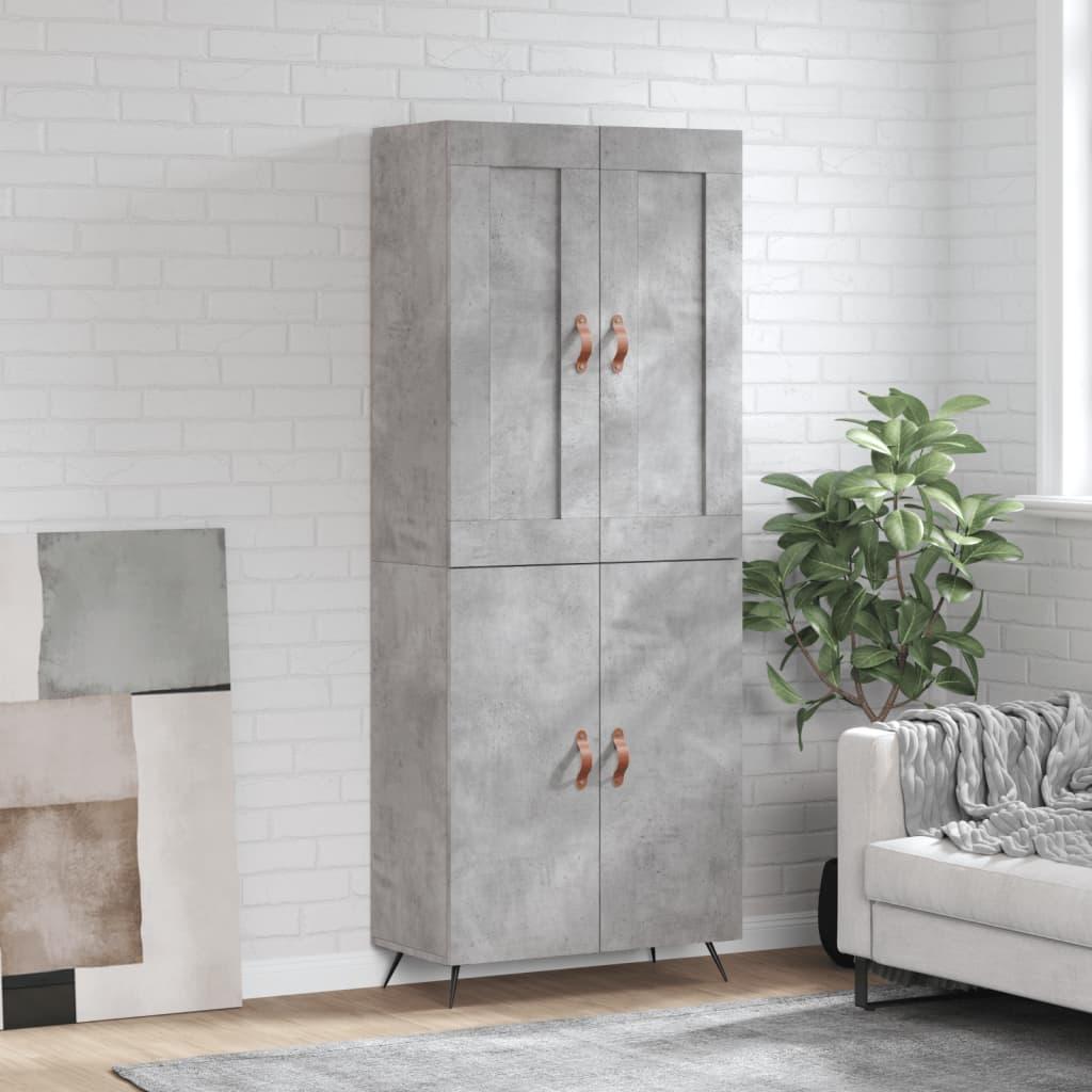 Højskab 69,5x34x180 cm konstrueret træ betongrå