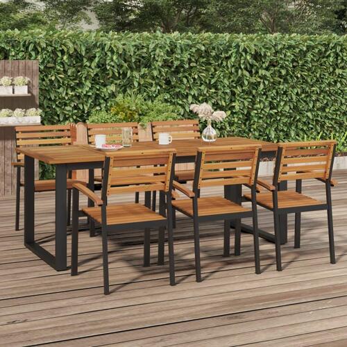 Havebord med U-formede ben 200x90x75 cm massivt akacietræ
