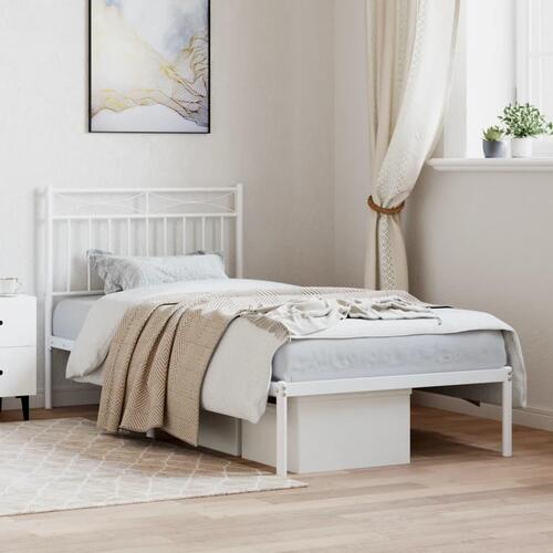 Sengeramme med sengegavl 90x190 cm metal hvid
