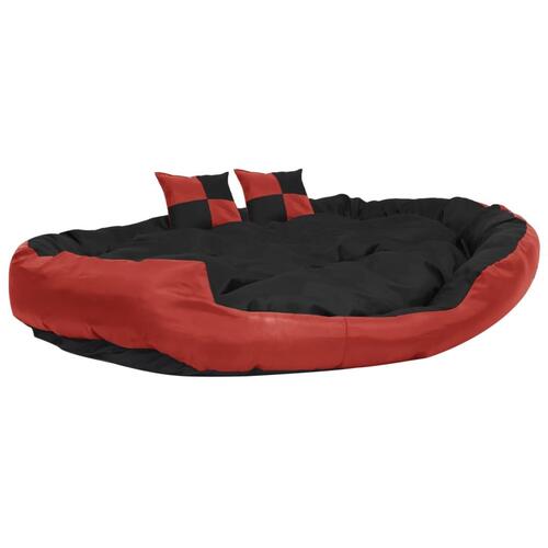 Hundepude 150x120x25 cm vendbar og vaskbar rød og sort