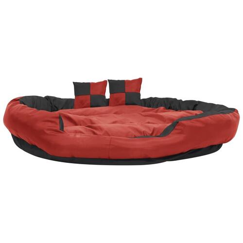 Hundepude 150x120x25 cm vendbar og vaskbar rød og sort