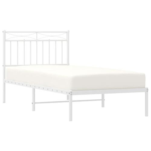 Sengeramme med sengegavl 90x190 cm metal hvid