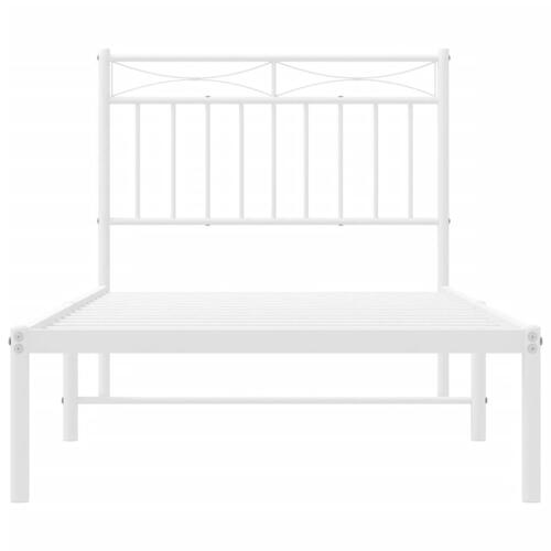 Sengeramme med sengegavl 90x190 cm metal hvid