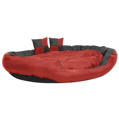 Hundepude 150x120x25 cm vendbar og vaskbar rød og sort