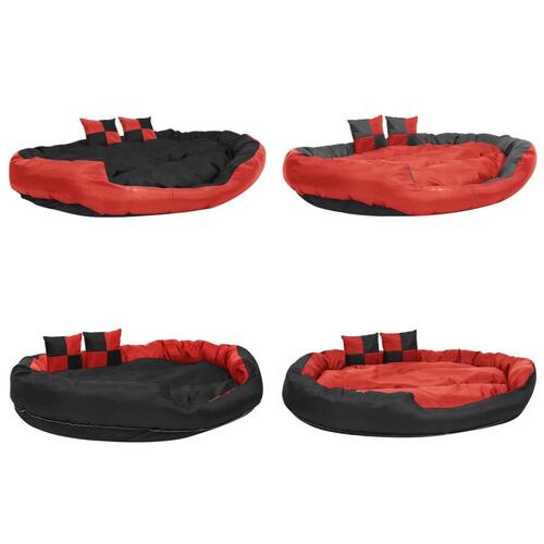 Hundepude 150x120x25 cm vendbar og vaskbar rød og sort