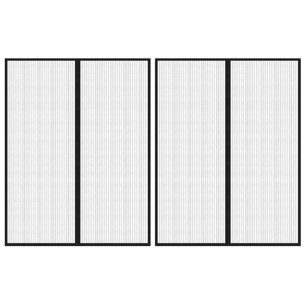 Insektnet til dør 2 stk. med magneter 230x160 cm sort