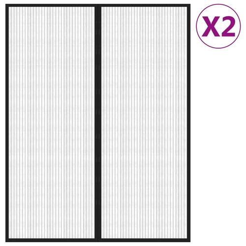 Insektnet til dør 2 stk. med magneter 230x160 cm sort