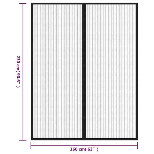 Insektnet til dør 2 stk. med magneter 230x160 cm sort