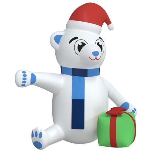 Oppustelig julebamse m. LED-lys 180 cm