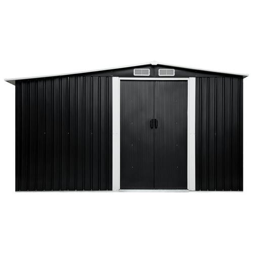 Haveskur med skydedøre 329,5 x 312 x 178 cm stål antracitgrå