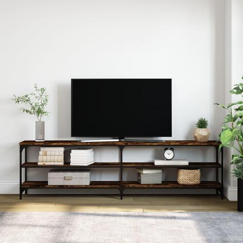 Tv-bord 180x30x50 cm konstrueret træ og metal røget egetræ