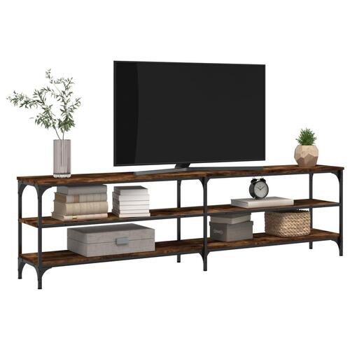 Tv-bord 180x30x50 cm konstrueret træ og metal røget egetræ