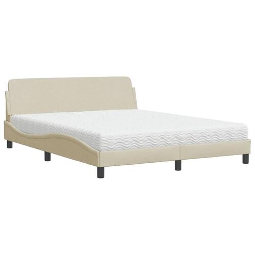 Seng med madras 160x200 cm stof cremefarvet