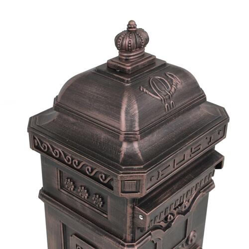 Søjlepostkasse i aluminium vintagestil rustbestandig bronzefarvet