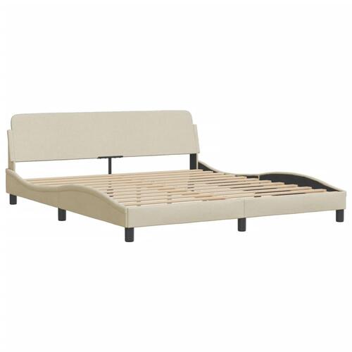 Seng med madras 160x200 cm stof cremefarvet