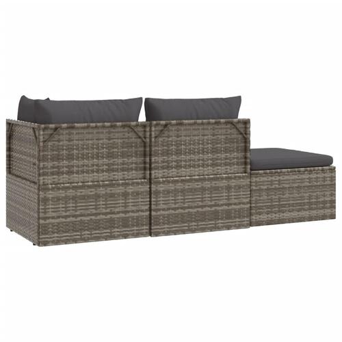 Loungesæt til haven 4 dele med hynder polyrattan grå