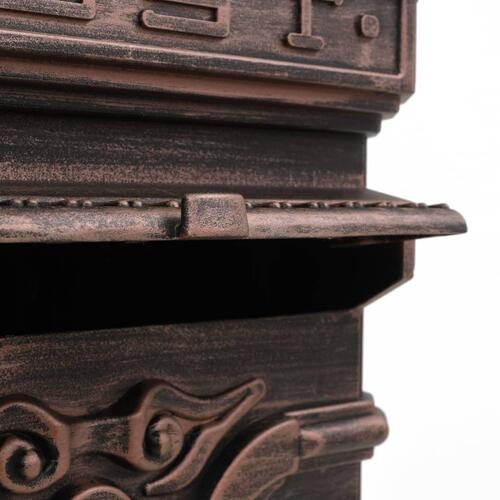 Søjlepostkasse i aluminium vintagestil rustbestandig bronzefarvet