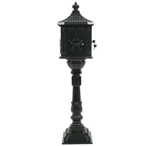 Postkasse med piedestal aluminium vintagestil rustbestandig grøn