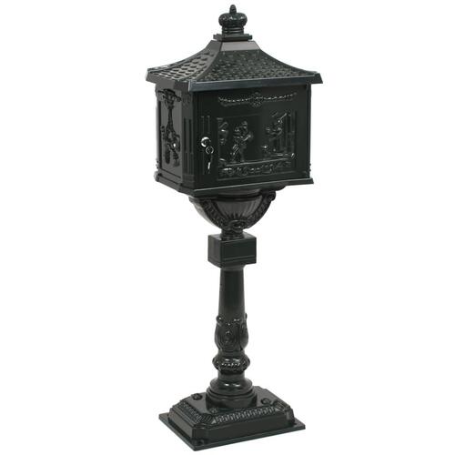 Postkasse med piedestal aluminium vintagestil rustbestandig grøn