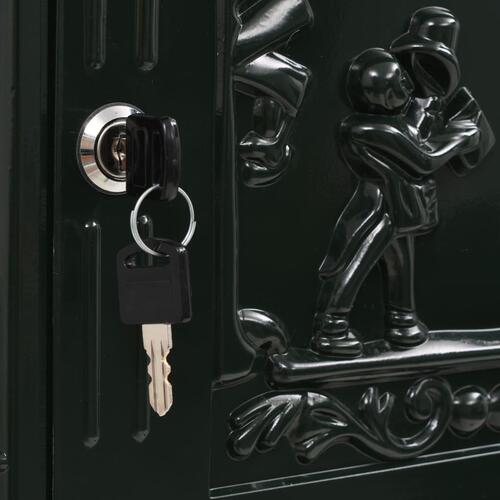 Postkasse med piedestal aluminium vintagestil rustbestandig grøn