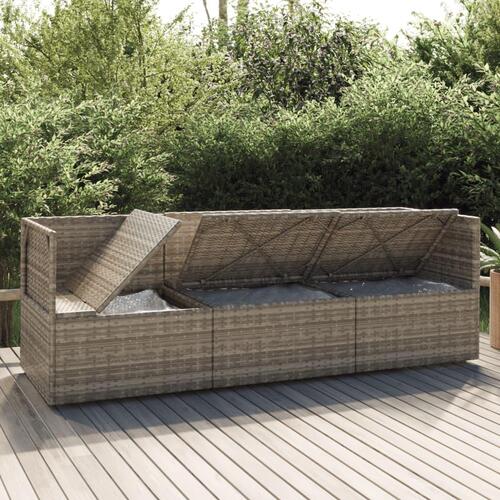 Loungesæt til haven 3 dele med hynder polyrattan grå