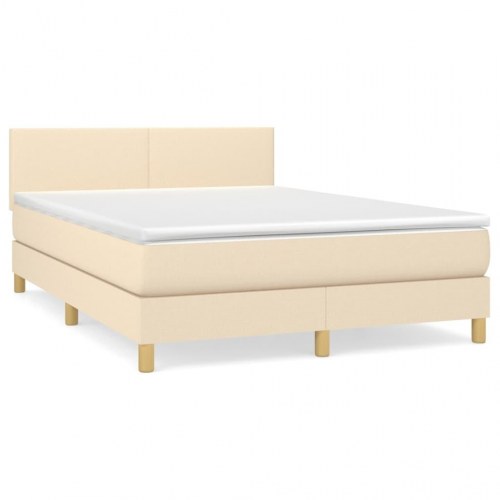 Kontinentalseng med madras 140×190 cm - stof, cremefarvet