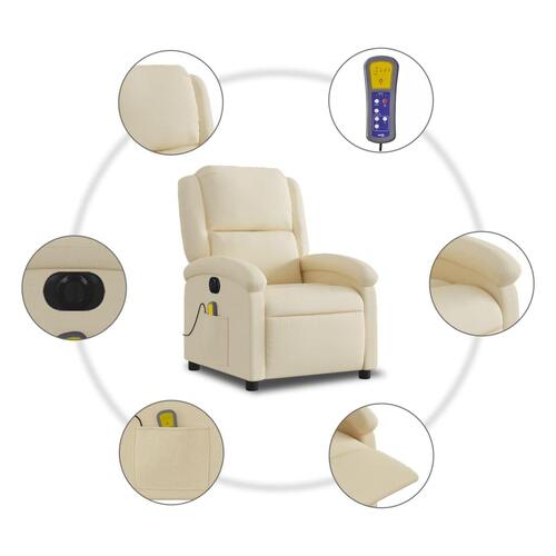 Eldrevet massagestol stof cremefarvet