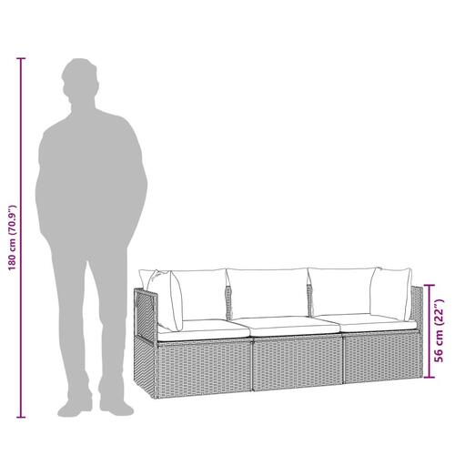 Loungesæt til haven 3 dele med hynder polyrattan grå