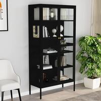 Udstillingsskab 90x40x180 cm stål og hærdet glas sort