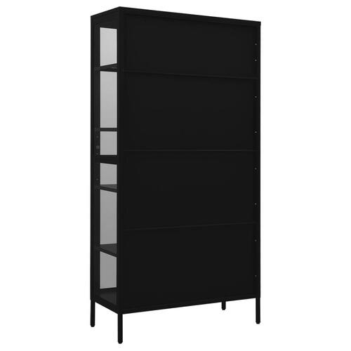 Udstillingsskab 90x40x180 cm stål og hærdet glas sort