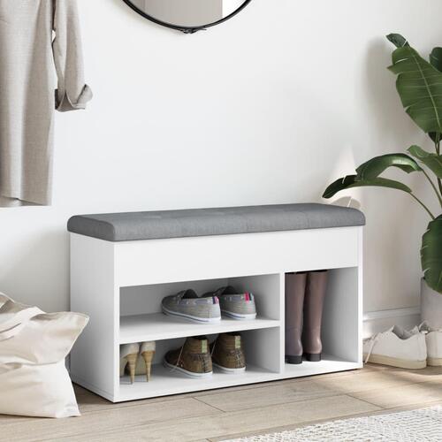 Skobænk 82x32x45,5 cm konstrueret træ hvid